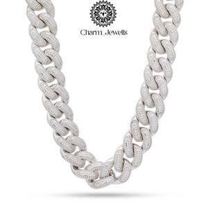 สร้อยคอเงินแท้ 925 ประดับโมอิสซาไนต์สำหรับผู้ชาย จาก Charm_Jewells ชุบโรเดียม สไตล์ฮิปฮอป เหมาะสำหรับใส่ทุกวัน - Product Image 1