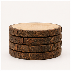 Premium <b>Rustic</b> Natural Tree Bark Wooden Coasters Set Of 4 Eco-Friendly Round Mango Wood Log Slices For Drinks <b>Coffee</b> <b>Table</b> Decor - Product Image 5
