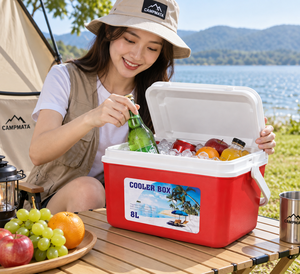 Glacière isotherme portable en plastique CAMPMATA CM103-8L 8L avec logo personnalisé, poignée, pour camping, voyage, voiture, pêche, non électrique, passive - Product Image 4
