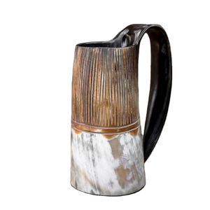 Tasses et chopes en corne de bœuf bio, style animalier, polies, avec logo et poignée, design viking indien, fabricant exportateur - Product Image 1