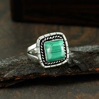 Bague en cristal de malachite verte naturelle, pierre précieuse authentique, pierre de naissance de mai