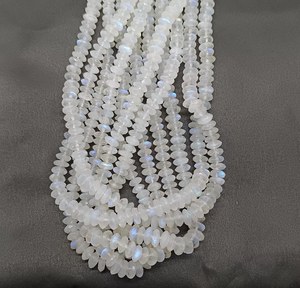 Natural Rainbow Moonstone German Cut Rondelle Beads 6-8mm Faceted Flashy Moonstone Loose <b>Gemstone</b> Beads For Jewelry Making - Product Image 4