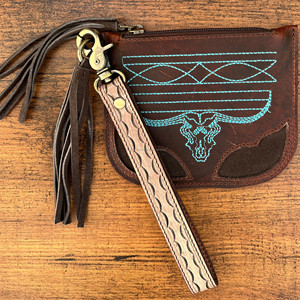 Porte-monnaie à pampilles en cuir suédé pour femmes avec bracelet d'outillage porte-cartes en cuir véritable occidental porte-clés portefeuilles - Product Image 2