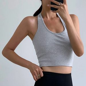 Cotton Sexy <b>Backless</b> Black White Tank <b>Tops</b> Halter Streetwear Vest Female Crop <b>Top</b> Summer 2027 Basic T-shirts Ladies - Product Image 2