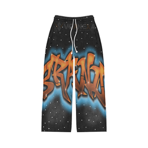 Survêtement personnalisé épais délavé à l'acide avec strass, style vintage, coupe oversize et carrée, comprenant un sweat à capuche et un pantalon évasé ample avec motif graphique airbrush délavé soleil - Product Image 5