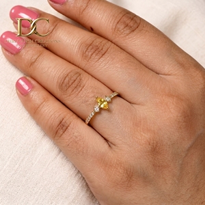 Nouvelle conception, bague en or massif 14 carats avec diamant de laboratoire et saphir jaune taille brillant, bijoux en or fin tendance pour femmes - Product Image 6