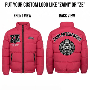 Premium 500gsm Polyester Puffer Jacket Quilted <b>Winter</b> <b>Coat</b> <b>Hooded</b> Waterproof Windproof Garment Dyed Streetwear - Product Image 1