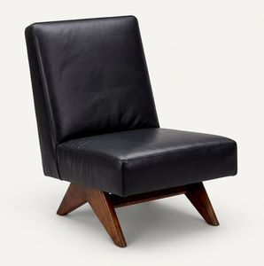 Sillón de Estilo PJ de Lujo al por Mayor, Sillón de Salón sin Brazos de Madera Maciza de Mediados de Siglo, con Detalles en Cuero Genuino, para Oficina y Sala de Estar - Product Image 6