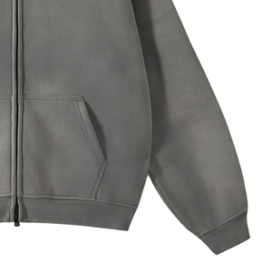 Sudadera con cuello simulado personalizada 2025, de forro polar de 380GSM, de peso pesado, estilo oversize, con corte holgado vintage y lavado ácido - Product Image 6