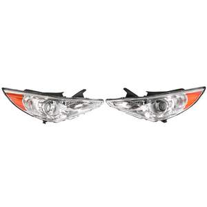 Faros Delanteros LED para Hyundai Sonata 2011-2014, Carcasa Cromada con Proyector de Esquina Ámbar, Izquierdo y Derecho - Product Image 3