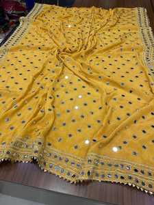 Chales de mujer hechos a mano con trabajo de espejo, colores personalizados, chales étnicos tradicionales, pañuelos de moda, chales y hiyabs para fiestas, para todas las estaciones. - Product Image 4