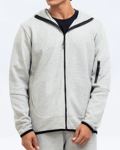 Conjunto Deportivo con Capucha para Hombre, Pantalones Deportivos Casuales de Algodón de Color Sólido con Cierre de Cremallera y Bolsillos Laterales, Ropa de Otoño OEM - Product Image 5