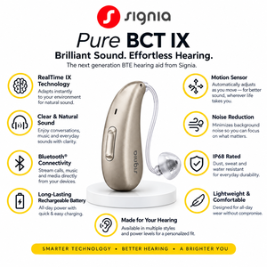 เครื่องช่วยฟัง Signia Pure Charge & Go BCT 5IX RIC รุ่นล่าสุด ปี 2026 แบบชาร์จได้ สำหรับผู้มีปัญหาการได้ยินระดับปานกลางถึงรุนแรง (2 เครื่องช่วยฟัง, 1 เครื่องชาร์จ) - Product Image 2