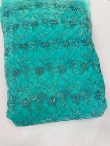 Tissu en tulle jacquard tissé léger et respirant, brodé métallique, motif floral, pour robe de mariée et vêtements - Product Image 6