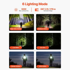 Torcia LED Ricaricabile ad Alta Luminosità con 6 Modalità di Illuminazione, Impermeabile IP66, per Casa ed Escursioni - Product Image 2