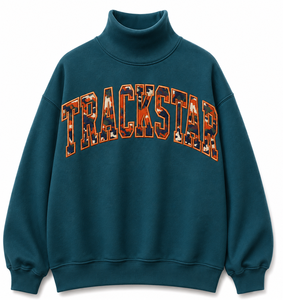 เสื้อสเวตเชิ้ตคอเต่าสีขาวทรงโอเวอร์ไซส์สำหรับผู้หญิง ตกแต่งด้วยลายใบไม้เขตร้อนแบบแอพพลิเค ตัดเย็บจากผ้าฝ้ายฟลีซ รุ่น Custom Trackstar - Product Image 4
