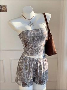 OEM ODM <b>Women's</b> Sleeveless Solid Tube Top Pants Matching Set Polyester Cotton Casual Summer Two Piece Breathable Fashion Wear - Product Image 1