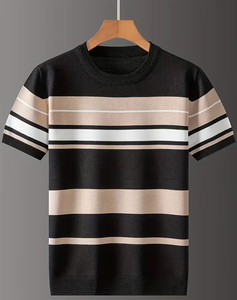 เสื้อยืดเด็กผู้ชาย แขนสั้น คอกลม ลายทางสีสันสดใส ดีไซน์ทันสมัย ใส่สบายสำหรับฤดูร้อน ผลิตจากโพลีเอสเตอร์/คอตตอน 180 กรัม ผลิตในบังกลาเทศ - Product Image 2