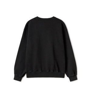 เสื้อสเวตเชิ้ตผ้าฝ้ายแท้ 100% หนานุ่ม สำหรับผู้ชายและผู้หญิง สีดำ แต่งขอบยางยืดแบบดิสเทรส คอกลม แขนยาว - Product Image 6