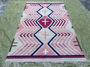 Flatweave Wool Silk Modern Geometric Pattern Extra <b>Thick</b> High Pile Dhrury <b>Rug</b> Carpet for Prayer - Product Image 2