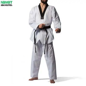 Nouvel ensemble d'uniformes de Taekwondo en coton et polyester durables, unisexe, pour l'entraînement et le sparring, avec garnitures solides - Product Image 1