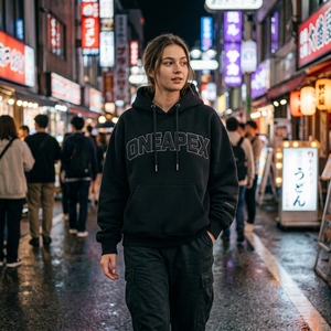 <b>Women's</b> <b>Black</b> Oversized Hoodie Custom Logo Premium Cotton <b>Fleece</b> Pullover Sweatshirt Wholesale Streetwear Manufacturer - Product Image 5