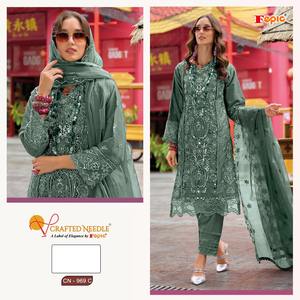 Tendencia Eid Shalwar Kameez exquisito conjunto de Organza bordado Fondo De viscosa para celebraciones festivas ropa India pakistaní - Product Image 1