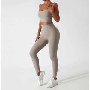 FLW Women’s Seamless 2-Piece Activewear Set Backless Sports Bra & High-Waist Leggings Stretchy Lightweight Yoga Gym Outfit - Product Image 5