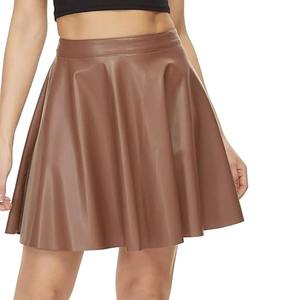 Jupe trapèze en cuir marron pour femme 2026 – Décontractée et élégante, séchage rapide, respirante, idéale pour l'hiver - Product Image 1