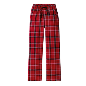 Pantalon de pyjama personnalisé en flanelle écossaise rouge respirant et léger pour enfants et femmes, idéal pour la détente nocturne printemps/été - Product Image 1