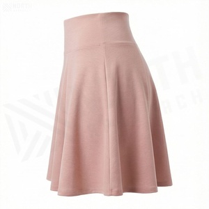 Jupe courte plissée taille haute pour femme, couleur unie, confortable, en coton et élasthanne, pour toutes les saisons - Product Image 3