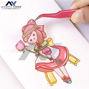 2PCS Stainless Tweezers Straight Curved Tweezers Pink Stickers Eyelash <b>Extensions</b> Precision Electronics <b>Nail</b> Rhinestone - Product Image 4