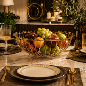 Cesta de Frutas de Acero Inoxidable Dorado, Tazón de Almacenamiento de Alambre Metálico, Bandeja Ovalada para Servir, para Encimera de Cocina, Mesa de Comedor, Decoración del Hogar - Product Image 3
