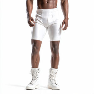 Shorts de compression en cuir PU pour hommes, style urbain, couleur unie, pour le yoga et le cyclisme, coupe-vent et respirant - Product Image 2