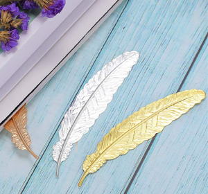 Regalos promocionales al por mayor del fabricante, artesanías, 2 piezas de marcapáginas con diseño de hoja chapada en oro y plata a buen precio. - Product Image 1