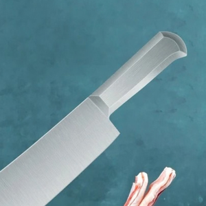 Couteau à shawarma argenté, lame longue et droite, manche en métal argenté, couteau de boucher pour la préparation des aliments - Product Image 3