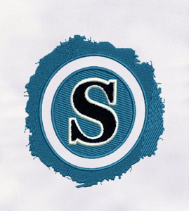 Parche Bordado Circular con la Letra S en Azul y Blanco, Aplique Termoadhesivo para Decoración de Ropa - Product Image 2