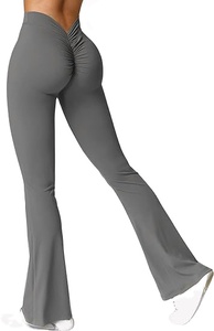 Wholesale 2025 Women's Scrunch <b>Flare</b> <b>Leggings</b> V Back Butt Lifting Wide Leg High Waist Gym Workout Yoga Quick Dry Sustainable - Product Image 6