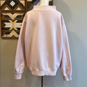 Custom Women Men Winter Pink <b>Mock</b> <b>Neck</b> Fleece Sweatshirt Front Parke Logo Printed Embroidery 100% Cotton Oversized Eco-Friendly - Product Image 2