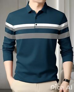 Camisa Formal de Negocios para Hombre, de Secado Rápido, Verano, 6A266-01-08, a Rayas, 100% Algodón, con Bolsillo, Manga Larga - Product Image 1