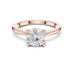 Bague de fiançailles solitaire en or rose avec diamant taille ronde, sertie de quatre griffes, bijou de mariée élégant et minimaliste pour femme - Product Image 1