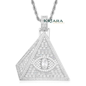 Pendentif Pyramide en Argent 925 Plaqué Or 18K avec Cristal et Diamant de Laboratoire, Charme Unisexe de Luxe - Product Image 5