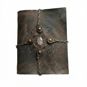 Celestial Sun Moon Leather Journal <b>A5</b> Cute <b>Book</b> Shadows Handmade Grimoire Vintage Lock Journal Moon Phase Diary Witchy Gift - Product Image 1