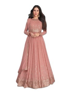 Pink Embroidered Lehenga Choli Women Traditional Floor Length Wedding <b>Dress</b> Indian Pakistani Style Polyester <b>Loose</b> Fit Adult - Product Image 2
