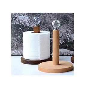 Porte-papier toilette en bois avec support en cuir, artisanat classique, produit de salle de bain - Product Image 5