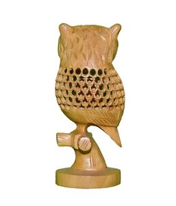 Statue d'hibou en bois sculpté écologique, figurine animale sculptée dans l'ombre, décoration de table moderne pour la maison et le salon - Product Image 4