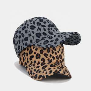 Gorra de béisbol de pana con estampado de leopardo y cebra, lavada, desgastada, con diseño de coleta cruzada y estilo desordenado - Product Image 1