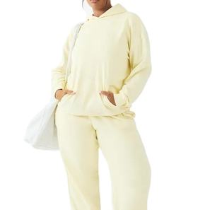 เสื้อฮู้ดผู้หญิงมีสไตล์คุณภาพสูงแบบกำหนดเองขายดีเสื้อฮู้ดแบบสวมหัวสีอ่อนวัสดุดีมีกระเป๋าจิงโจ้ขนาดใหญ่ - Product Image 1