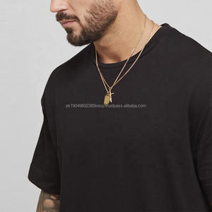 Nouveauté T-shirt Homme 100% Coton Manches Courtes Uni Noir Logo Personnalisé Surdimensionné - Product Image 3