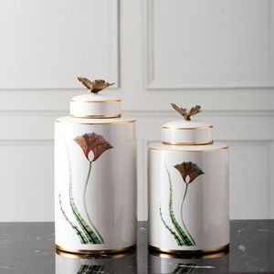 Antique Style Metal Ginger <b>Jar</b> With Lid Embossed Floral Geometric Design Decorative Storage <b>Jar</b> For Home Decor and Gift Use Pot - Product Image 3